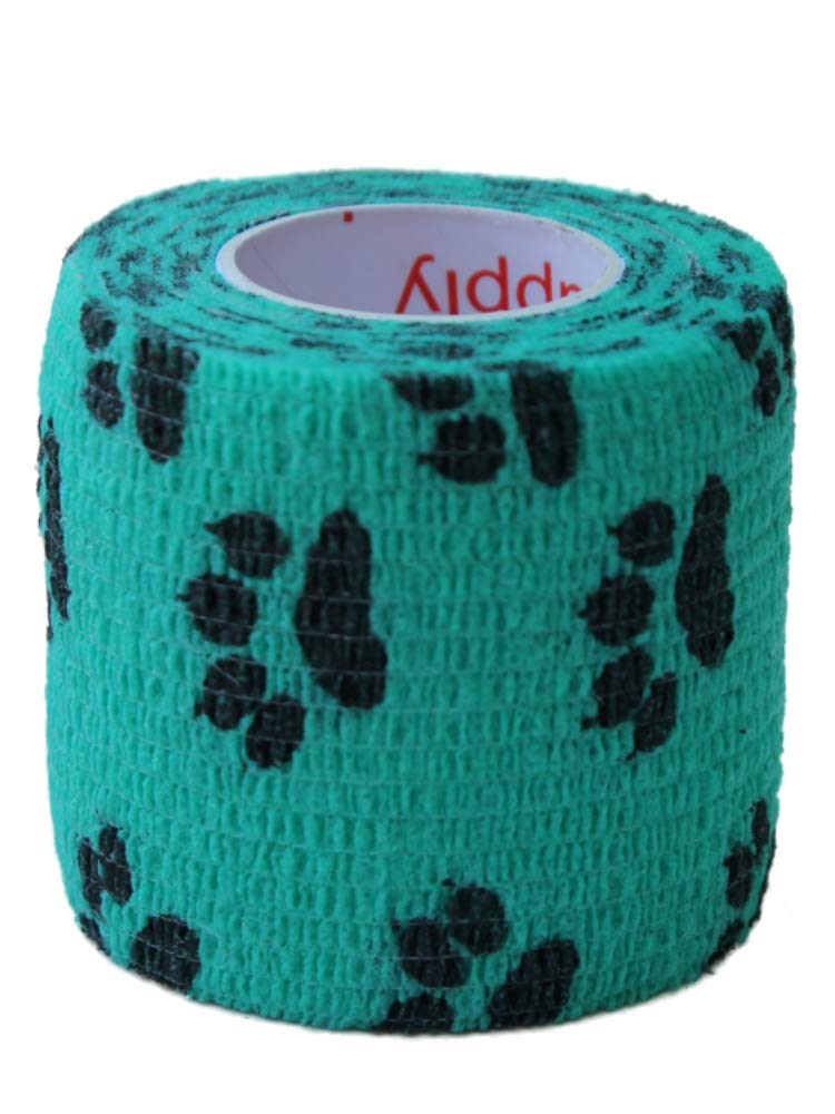 2 Inch Vet Wrap Tape Bulk (Blue, Neon Green, Neon Pink, and Black Paw Prints on Blue, Neon Green, Neon Pink) (Pack of 6) Self Adhesive Adherent Adhering Flex Bandage Grip Roll for Dog Cat Pet 6 Rolls Assorted 2 - BeesActive Australia