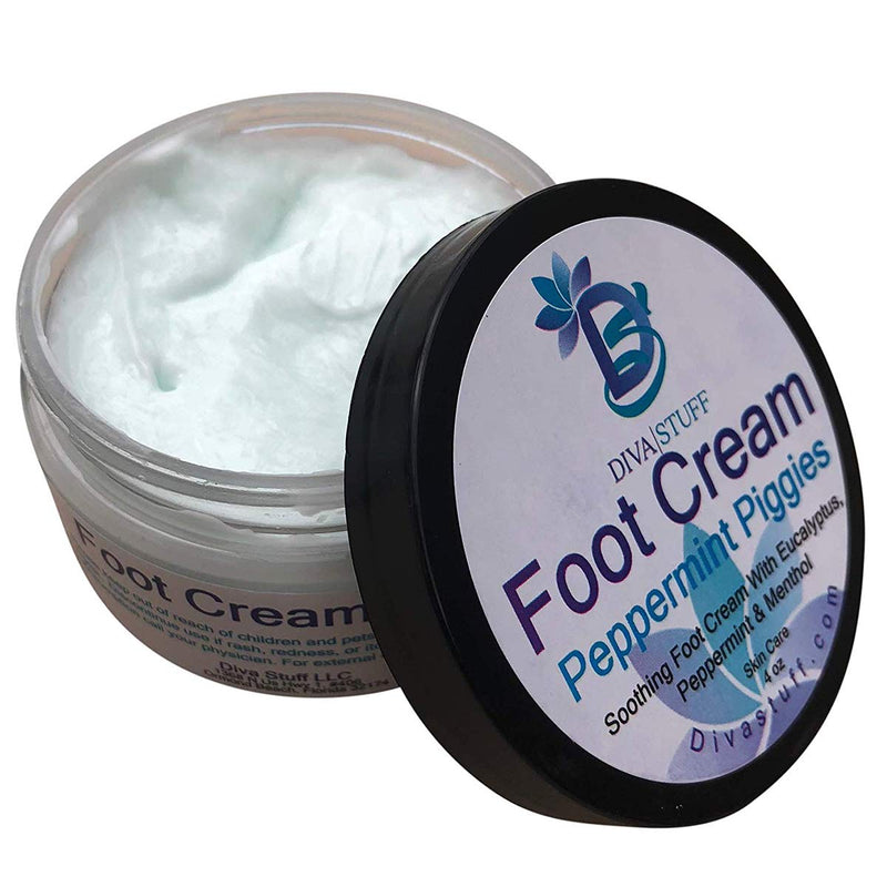 Diva Stuff Peppermint Piggies Soothing Foot Cream w/Eucalyptus, Peppermint & Menthol 4 Ounce (Pack of 1) - BeesActive Australia