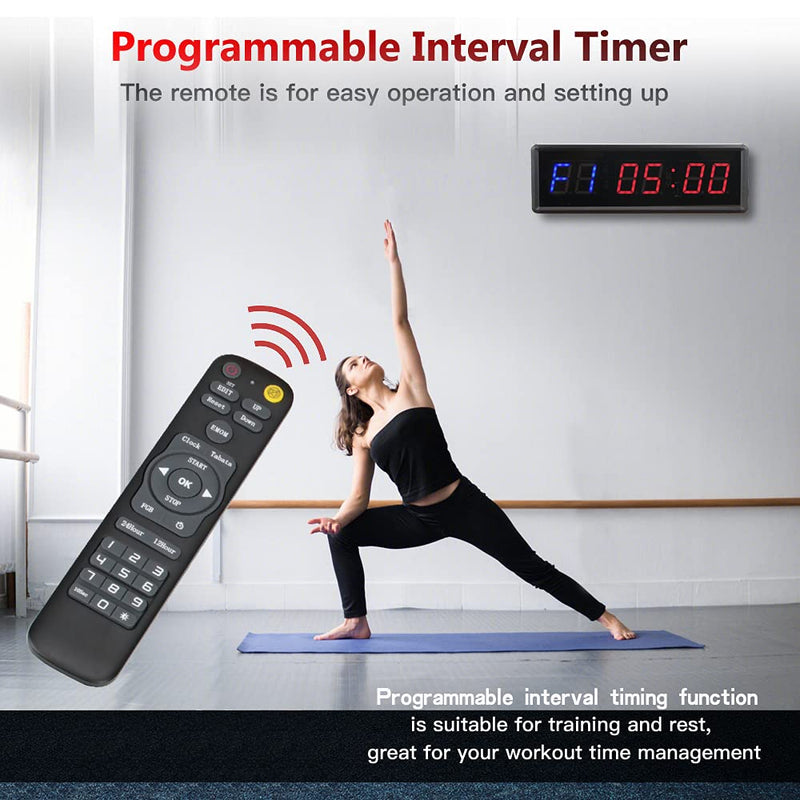 Gym Timer 1.5" LED Interval Timer Workout Timer Clock Stopwatch Timer Count Down/Up with Remote, Home Gym Garage Fitness with Buzzer,Digital Interval Training Timer for Classroom and Outdoor - BeesActive Australia