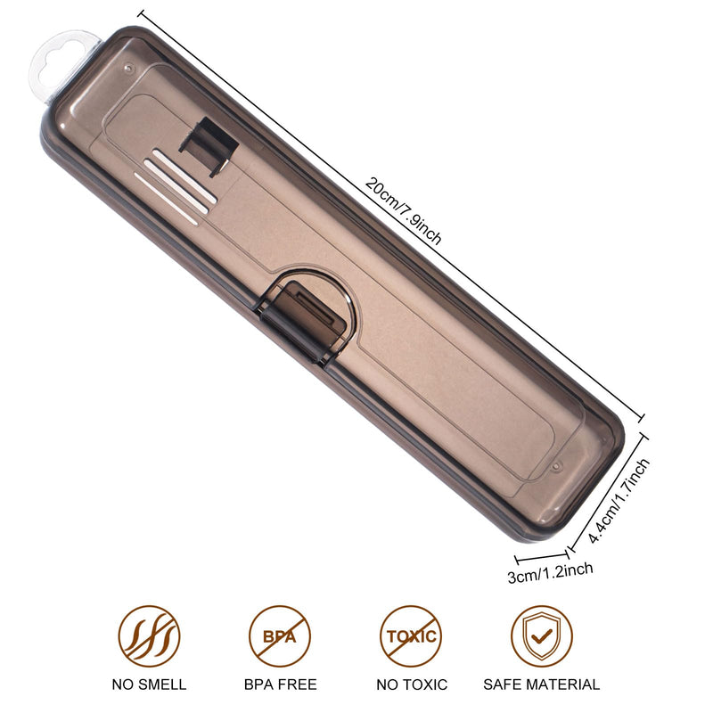Toothbrush Case 2 Packs, Transparent Black Toothbrush Travel Case, Plastic Toothbrush Holder Travel Size, 7.87 x 1.85 x 1.18 inches Portable Toothbrush Case for Traveling - BeesActive Australia