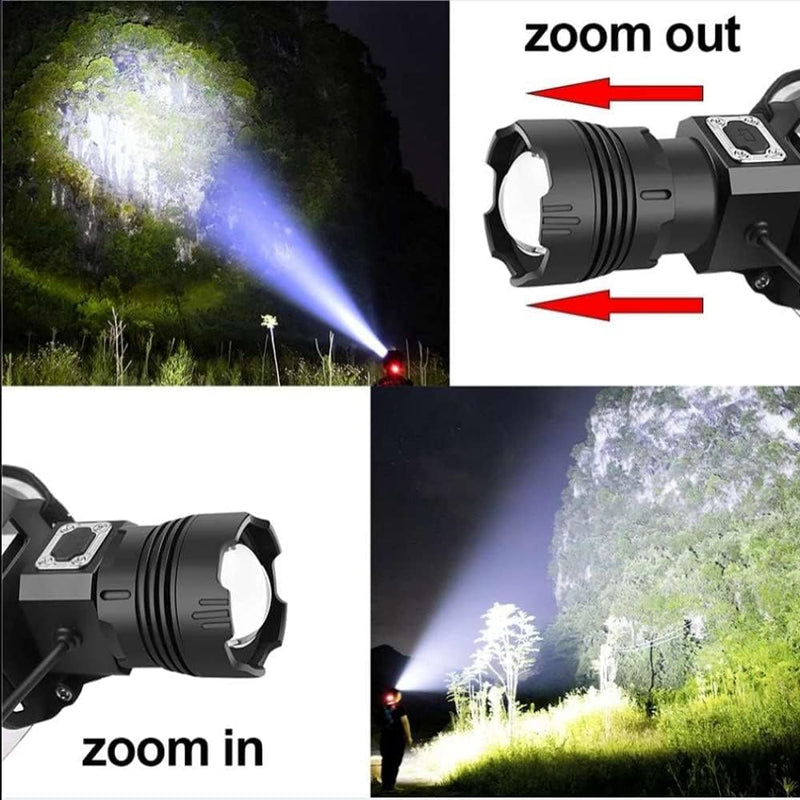 XLENTGEN LED Headlamp Rechargeable Super Bright,20000 Lumens Battery Powered Waterproof Zoomable Headlight with Motion Sensor for Camping/Dog Walking/Hiking/Fishing/Emergency Black