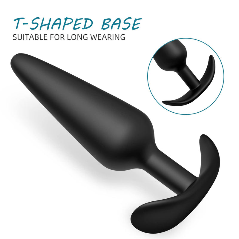 Silicone Anal Plug, Pack of 3 Butt Plugs Training Set for Beginners Advanced Users with Flared Base Prostate Sex Toys - BeesActive Australia