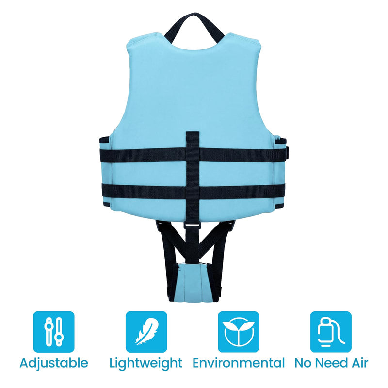 Boglia Toddler Swim Vests Jackets for Kids 20-30/30-50/50-90 Lbs 2 3 4 5 6 7 8 9yrs Infant Flaotie Boys Girls Pool Vest Neoprene Swimming Body Glove Float Vest PFD Learn to Swim Bubble Blue Black L(Age Recommend 7-9 Years)
