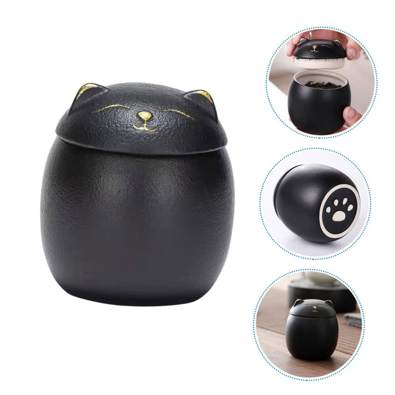 COLLBATH Ceramic cat urn Durable animal urn for pets Loving cat urn with delicate seal Compact urn for cat ashes Cute cat accessory - BeesActive Australia