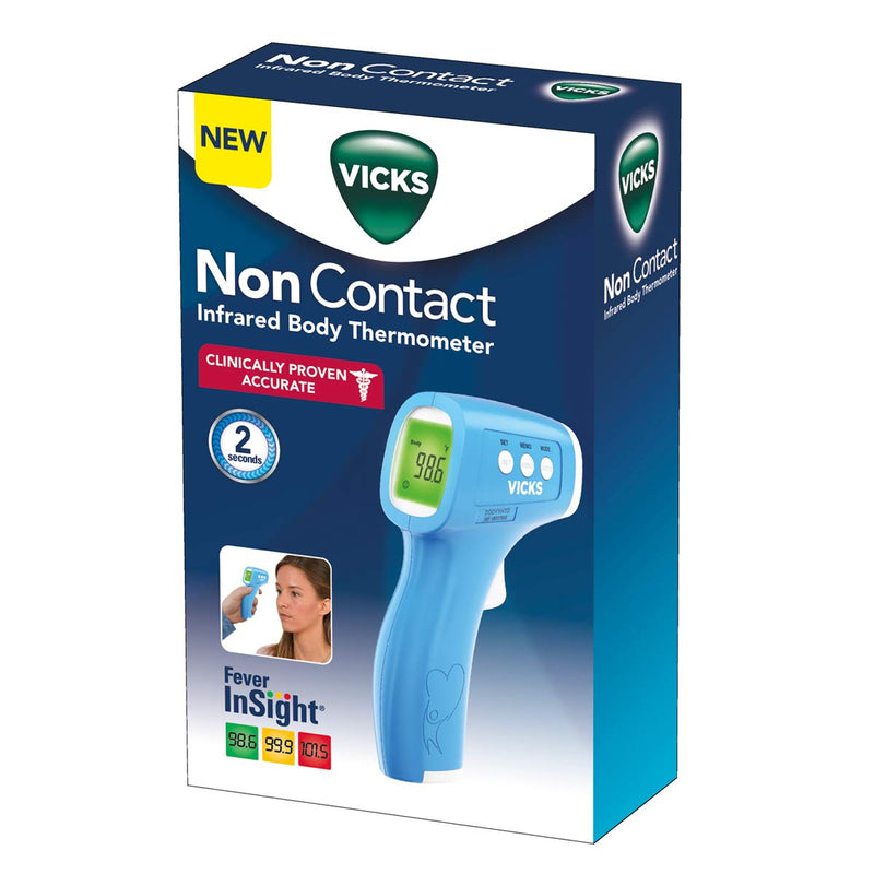 Vicks Non-Contact Infrared Thermometer for Forehead, Food and Bath – Fast, Reliable, and Clinically Proven Accuracy for Adults, Babies, Toddlers and Kids 1 Count (Pack of 1)