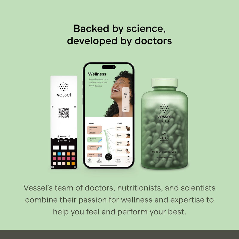 Vessel Health, The Most Accurate Health & Wellness Urine Test Available – Measures Magnesium, Calcium, Vitamin C, Sodium, Hydration, Ketones & More: Results & Custom Insights in App, iOS Only, 1 Pack 1 Count (Pack of 1) - BeesActive Australia