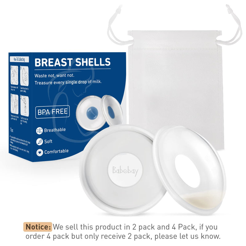 Breast Shells, 4 Pack Nursing Cups, Milk Saver, Protect Sore Nipples for Breastfeeding, Collect Breastmilk Leaks for Nursing Moms, Soft and Flexible Silicone Material, Reusable 4 Count (Pack of 1) - BeesActive Australia