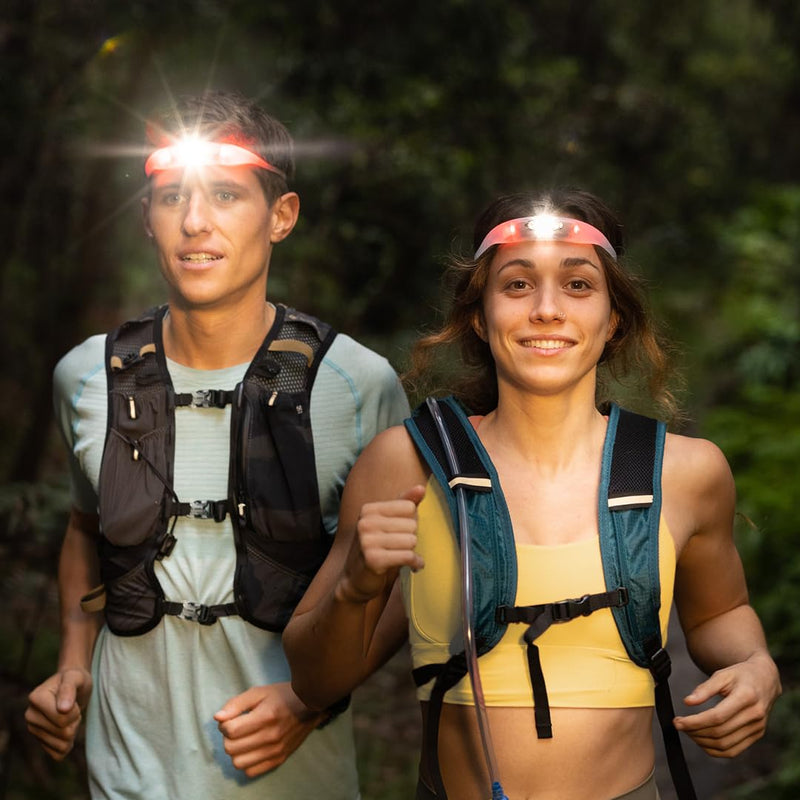 KNOG Bandicoot Run 250 USB Rechargeable LED Headlamp - Bright 40m Beam, Red Halo Mode, IP67 Waterproof Camping Headlamp - Comfortable Anti-Odor Silicone Strap for Running, Blue - BeesActive Australia