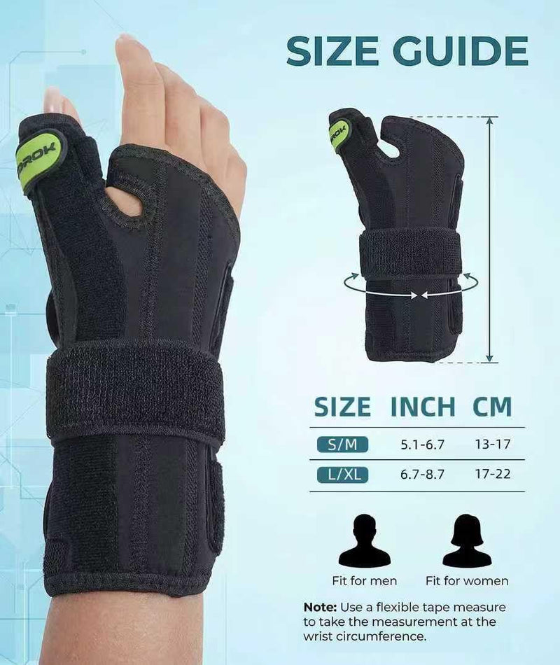 Adjustable Thumb Spica Splint Wrist Brace, Universal for Left/Right Hand, Day & Night Support, Relieves De Quervain's Tenosynovitis/Carpal Tunnel/Tendonitis/Arthritis, Unisex, Green (Right Hand, S/M) Right Hand-Green Small/Medium