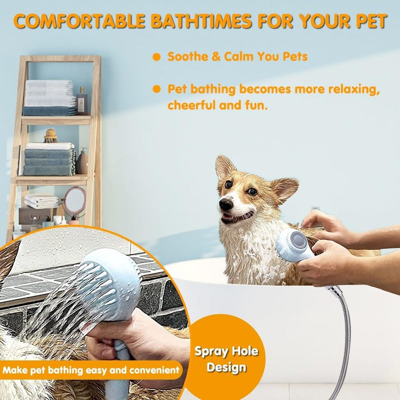 Pet Bath Brush Spray Set, Pet Shower Sprayer, Dog Bath Brush with Soft Brush and Adapters for Indoor and Outdoor Bathing, Grooming, Massaging and Washing - BeesActive Australia