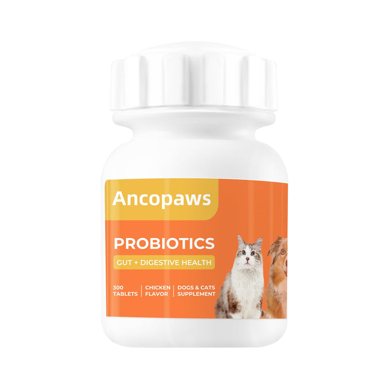 Probiotics for Dogs & Cats, Chicken Tablets, 300 Ct - Sensitive Stomach & Digestive Support, Gas & Bloating Relief, Food Transition - Grain/Gluten Free, No Artificial Additives