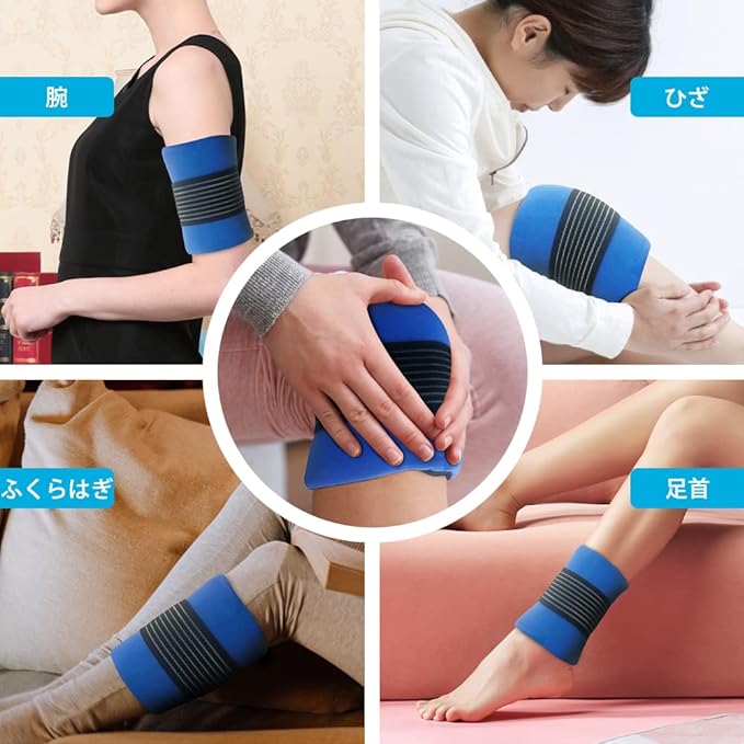 Knee icing supporter, fist gel ice pack (1 cover + 2 gels), ice pack, cooling pack, thermal pack, icing fist supporter, for both cold and hot use, reusable, for head and jaw, summer cooling, heat, extreme heat protection (blue) - BeesActive Australia
