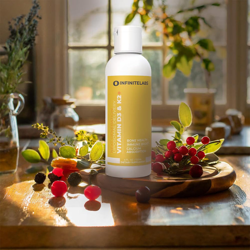 Infinite Labs Liposomal Vitamin D3 & K2+ | Bone & Heart Guardian | High Absorption Formula for Optimal Bone Density & Cardiovascular Support | Gluten Free, Sugar Free | 150ML, 5 Fl Oz