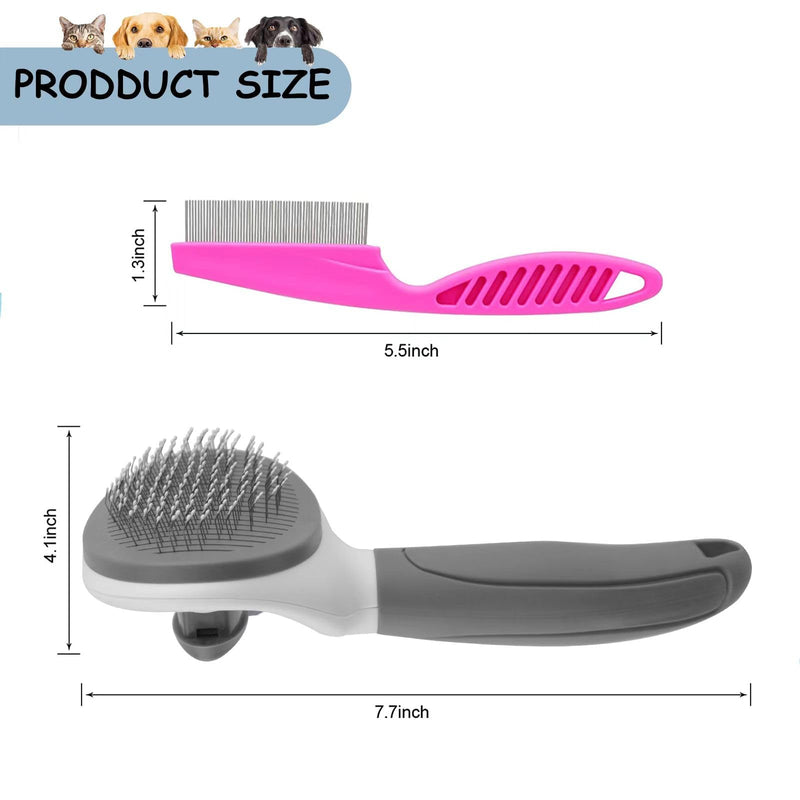 Cat Brush for Shedding, Cat Hair Brush with Release Button for Indoor Cats Dogs Self Cleaning Grooming(Dark Grey) - BeesActive Australia