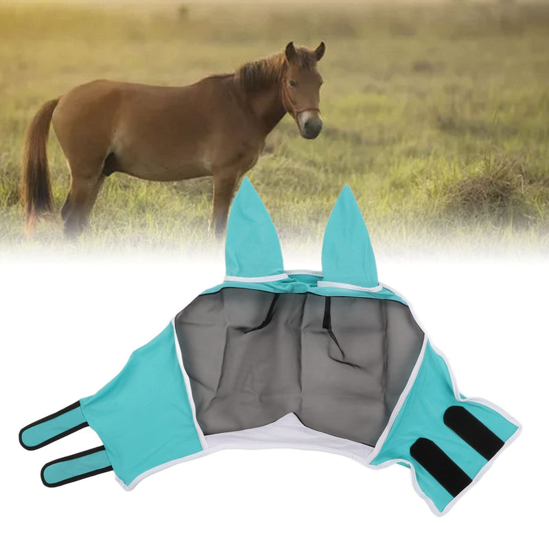 Horse Eye Mask 1Pcs Stretchy Breathable Mesh Horse Fly Mask Detachable Eye Protection Mask Equine Fly Mask for Horse (Blue Green L) Blue Green L - BeesActive Australia