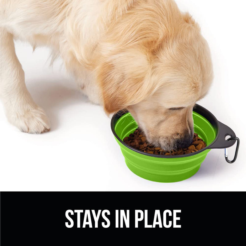 Gorilla Grip Collapsible Dog Bowl, Silicone Set of 2 Travel Bowls with Carabiner, Foldable and Portable Accessories for Cat and Dogs, Small Pet Hiking Supplies, Food and Water, 1 Cup, Royal Blue/Green Royal Blue Green - BeesActive Australia
