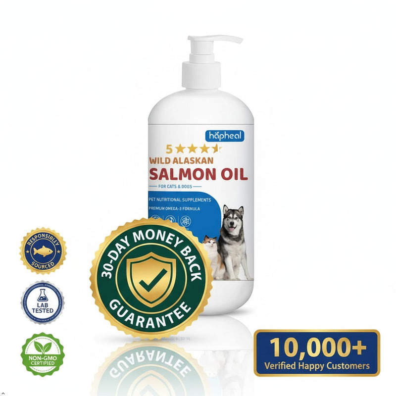 Wild-Caught Salmon Oil for Dogs & Cats - Omega 3 EPA DHA,Fish Oil Liquid Supplement for Skin & Coat, Joint & Bone Health (8 FLOZ) 8 FLOZ