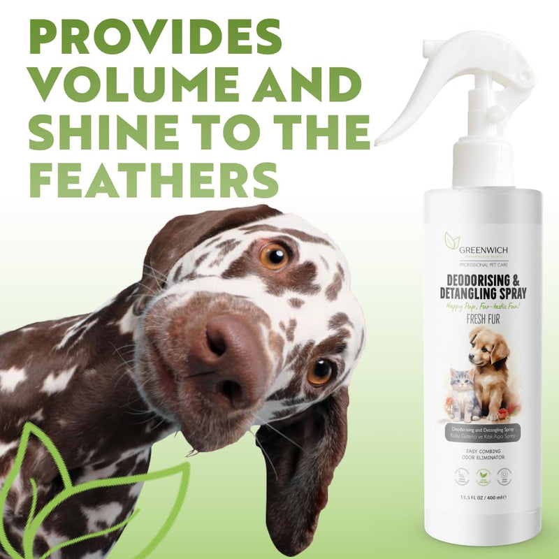 Greenwich Vegan Detangling and Deodorizing Spray for Cats and Dogs, Easy Grooming with Argan Oil and Lavender, Fresh Scent and Tangle-Free Coat, 400ml - BeesActive Australia