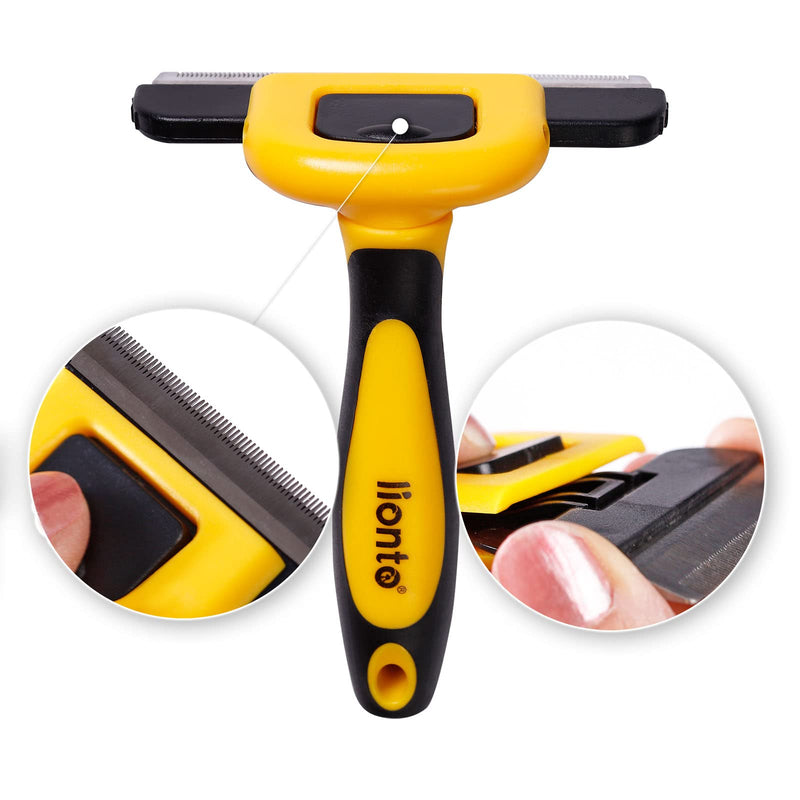 lionto undercoat brush, non-slip handle & removable blade, wide, brush for dogs & cats, gentle grooming & rounded bristles, dog brush suitable for long & short fur, rustproof undercoat brush, wide - BeesActive Australia