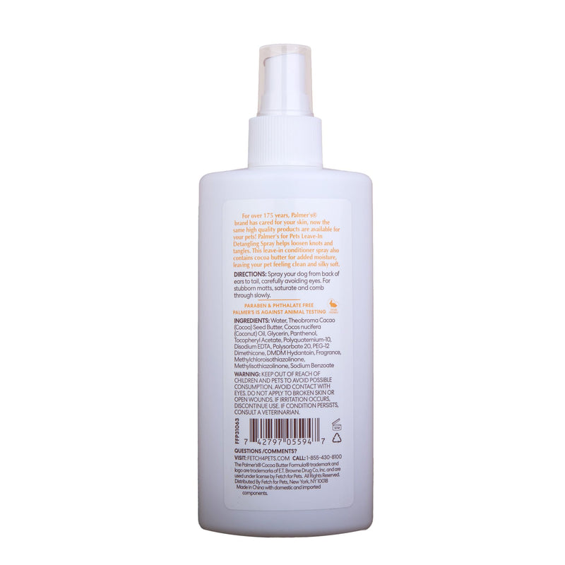 Palmer's for Pets Detangling & Conditioning Spray with Cocoa Butter 8 Fl Oz; Leave-in Dog Conditioner with Vitamin E and Cocoa Butter, De-Matting Spray for Dogs Unscented 8 Fl Oz (Pack of 1) - BeesActive Australia