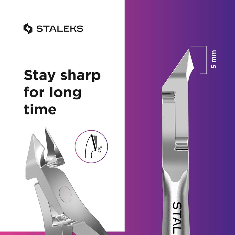 Staleks Pro Cuticle Trimmer - Professional Stainless Steel Cuticle Nipper with Sharp 5mm Blade: Durable Manicure and Pedicure Tool for Nail Care NS-30-5 5 mm blade - BeesActive Australia