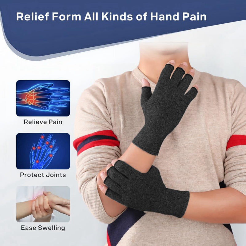 Arthritis Gloves for Women for Pain, Men and Women Fingerless Compression Wrap for Hand Pain and Osteoarthritis Compression Gloves,M,Black Black Medium - BeesActive Australia