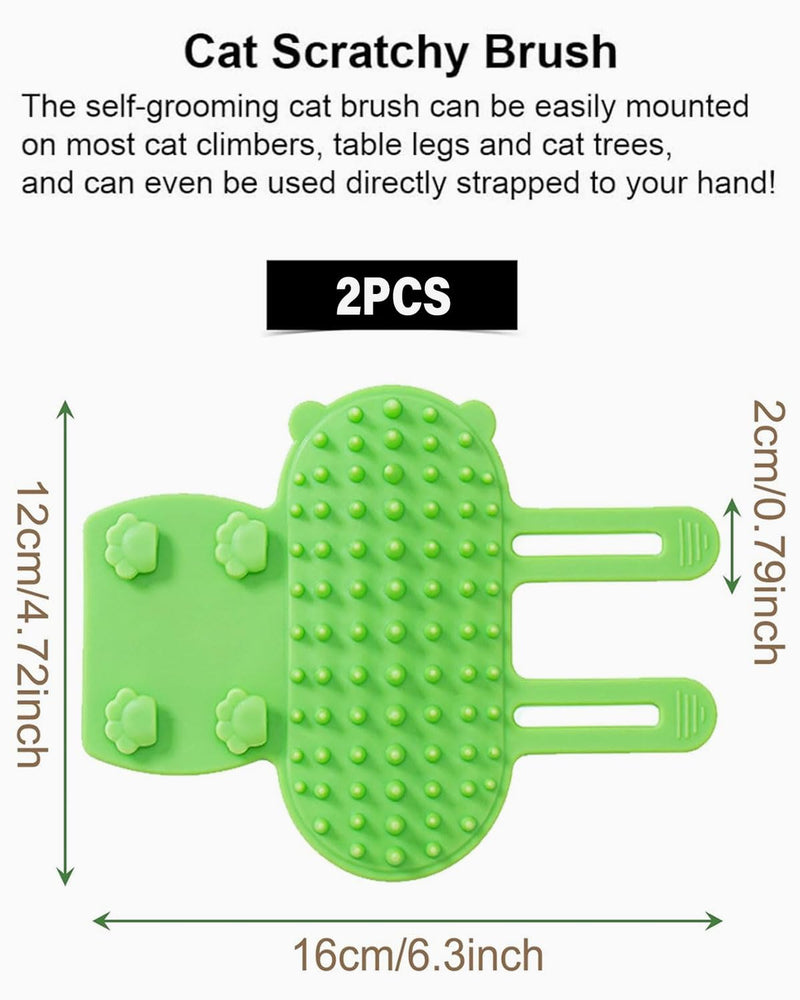 LOZTBUE 2pcs Self Cleaning Cat Brush, Silicone Cat Grooming Massage Hair Brush, Adjustable Cat Face Scratcher Table Legs Climbing Shelf, Dog Pet Scratching Gloves (Pink & Green) - BeesActive Australia