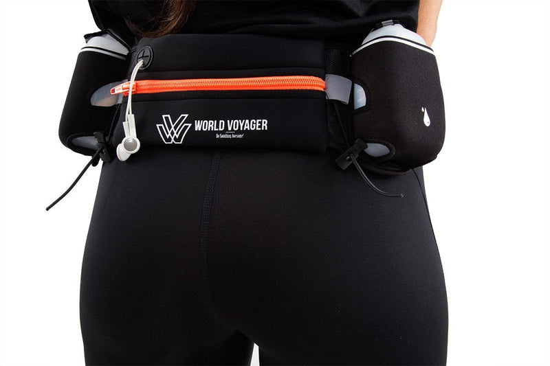 Premium Quality No Bounce Runners Hydration Belt With Reflectors, Smartphone Pocket & BPA free Water bottles Orange