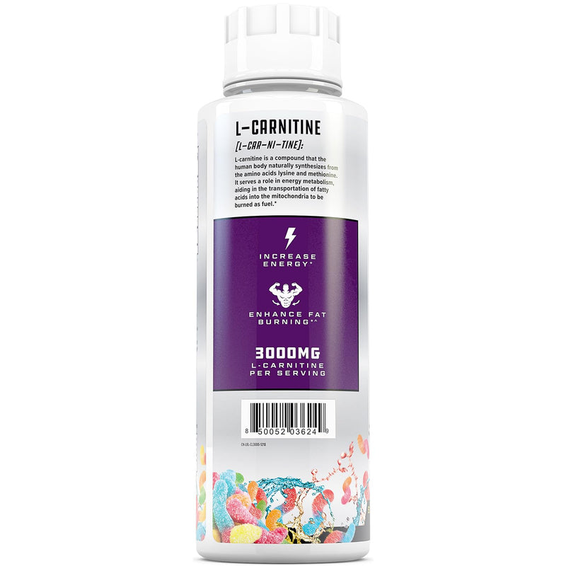 Cutler Nutrition Liquid L-Carnitine Fat Burner with Acetyl L-Carnitine | Sour Gummy Worm, 16 fl oz | Triple-Form Liquid with L-Carnitine Tartrate for Energy, Metabolism, Recovery and Workout Support 16 Fl Oz (Pack of 1)