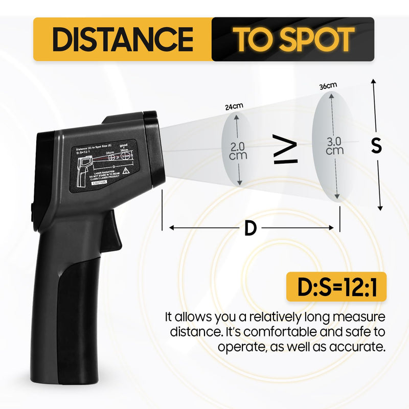 Seentech DT8380BH Industrial Infrared Thermometer - Non-Contact Temperature Tester for Kitchen & Industrial Use, -50°C to 380°C Range, High Precision with Laser Targeting (DT8550DH) DT8550DH