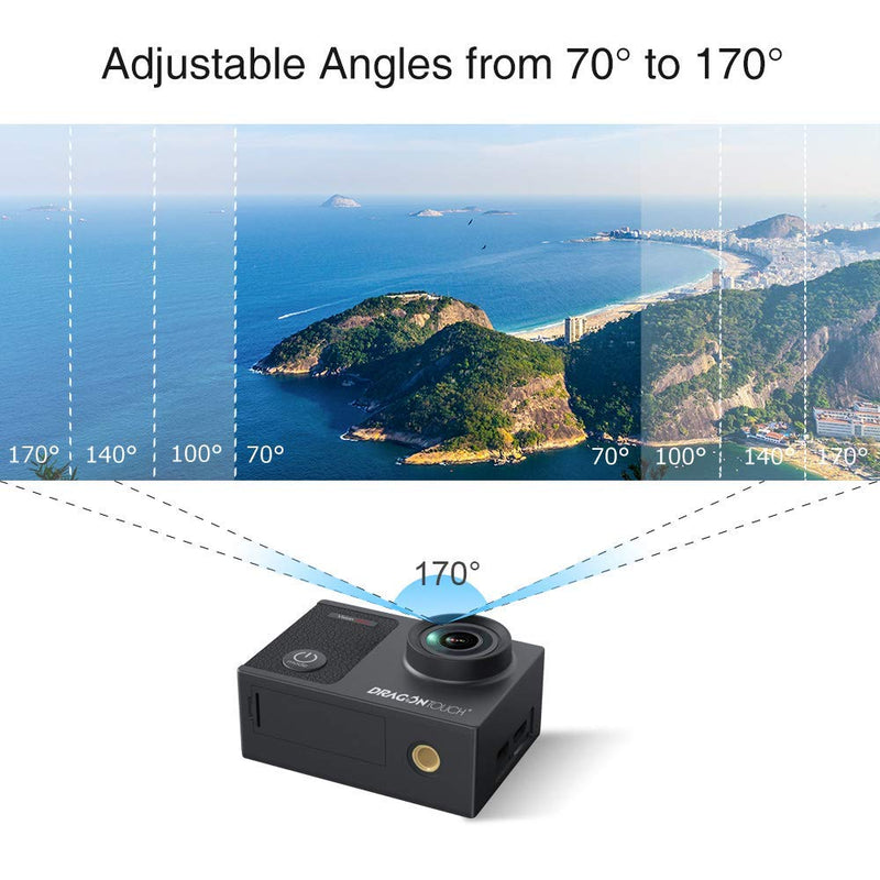 Dragon Touch 4K Underwater HD Action Camera, Vision 3 Pro Touch Screen 20MP 100FT Waterproof Video Camera Adjustable View Angle WiFi Sports Camcorder with Remote Control Helmet Accessories - BeesActive Australia