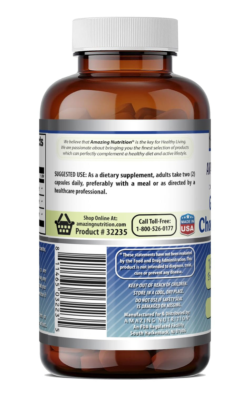 Amazing Formulas Glucosamine Chondroitin MSM 1850 mg Per Serving Capsules Supplement | Non-GMO | Gluten Free | Made in USA (60 Count) 60 Count