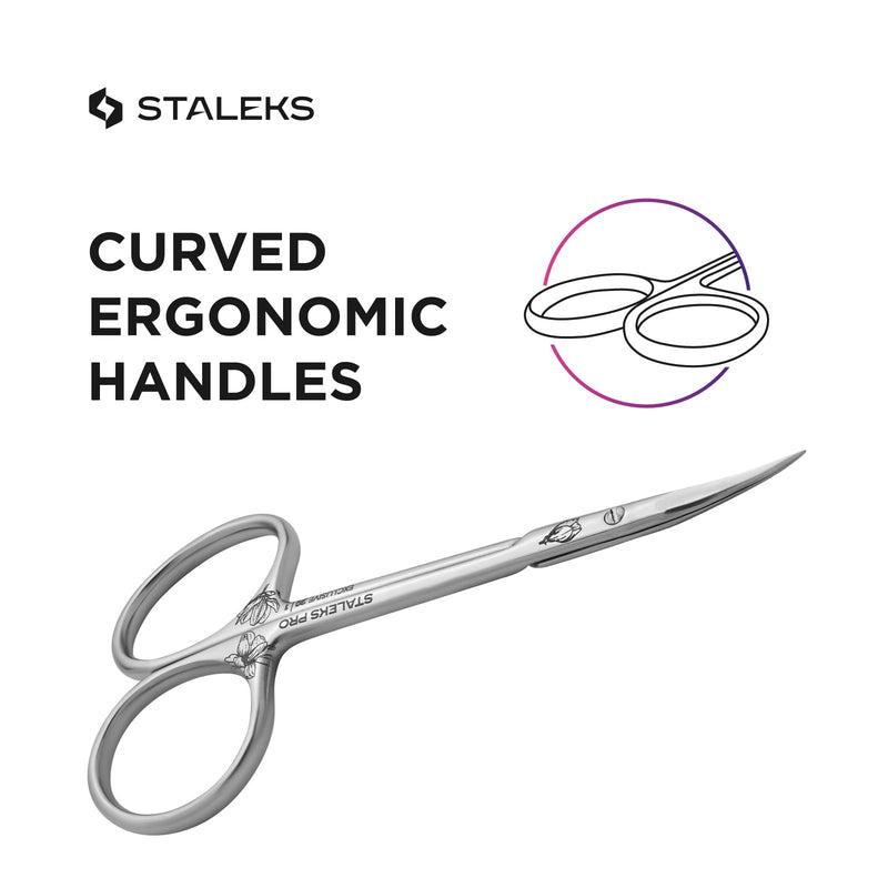 Staleks Exclusive 20 Type 1 Cuticle Scissors (Magnolia) – Professional Manual Sharpening and Classic Curved Blades