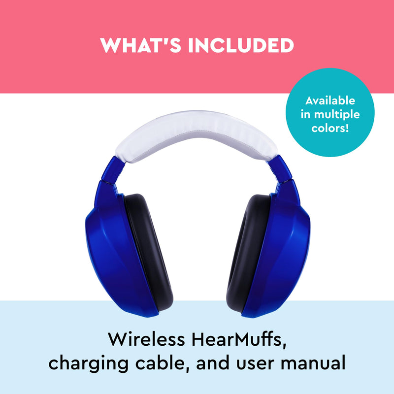 Lucid Audio Wireless HearMuff - Hearing Protection Earmuffs for Children - ages 5-10 Cobalt Blue - BeesActive Australia