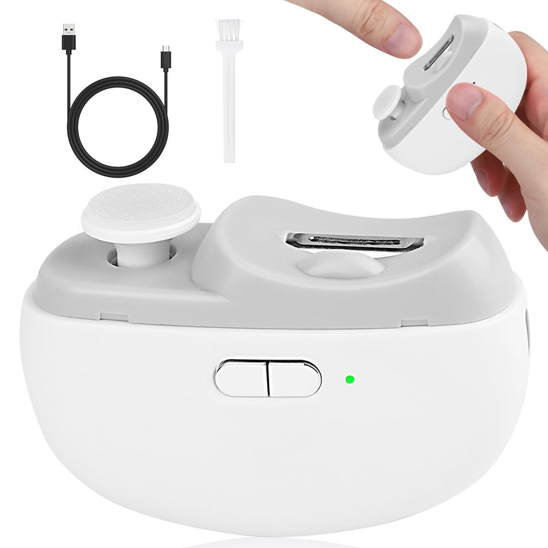 2026 Upgraded Electric Nail Clipper, 3 in 1 Automatic Nail Trimmer and Polisher with LED Light & Clip Storage,USB Rechargeable - 2 Speeds Electric Nail File for Baby, Adults, Seniors W