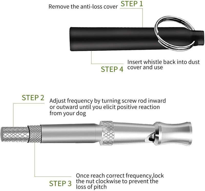 Dog Whistle to Stop Barking, Adjustable Pitch Ultrasonic Training Tool Silent Bark Control for Dogs-2 Free Lanyard Strap with Pack of 2 PCS Pet Whistle (Black) black-2 - BeesActive Australia