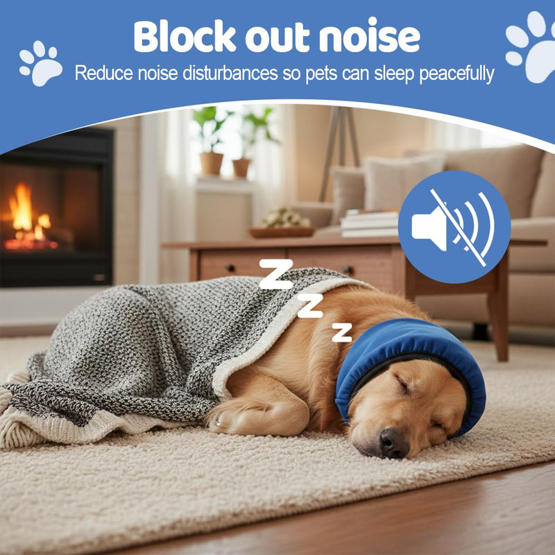 Dog Ear Muff, Noise Protection Waterproof Dog Bathing Ear Covers Adjustable Cat Quiet Earring Wrap for Grooming Swimming L