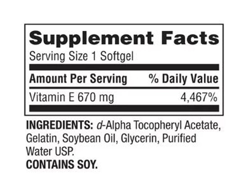 Extra Strength Vitamin E D-Alpha Spring Valley Softgels, 670 mg (1,000 IU), 60 Count and Bookmark Gift of YOLOMOLO - BeesActive Australia