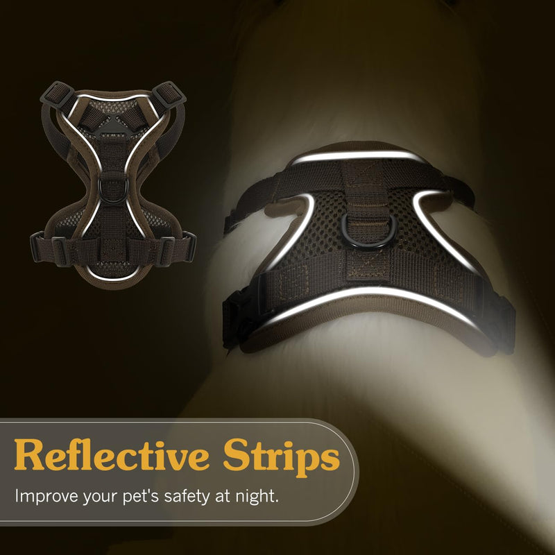 VavoPaw Cat Harness with Leash, Escape-Proof, Adjustable Cat Chest Harness with Reflective Stripes and Breathable Mesh, Soft Pet Harness for Cats, Kittens, Puppies, M Coffee - BeesActive Australia