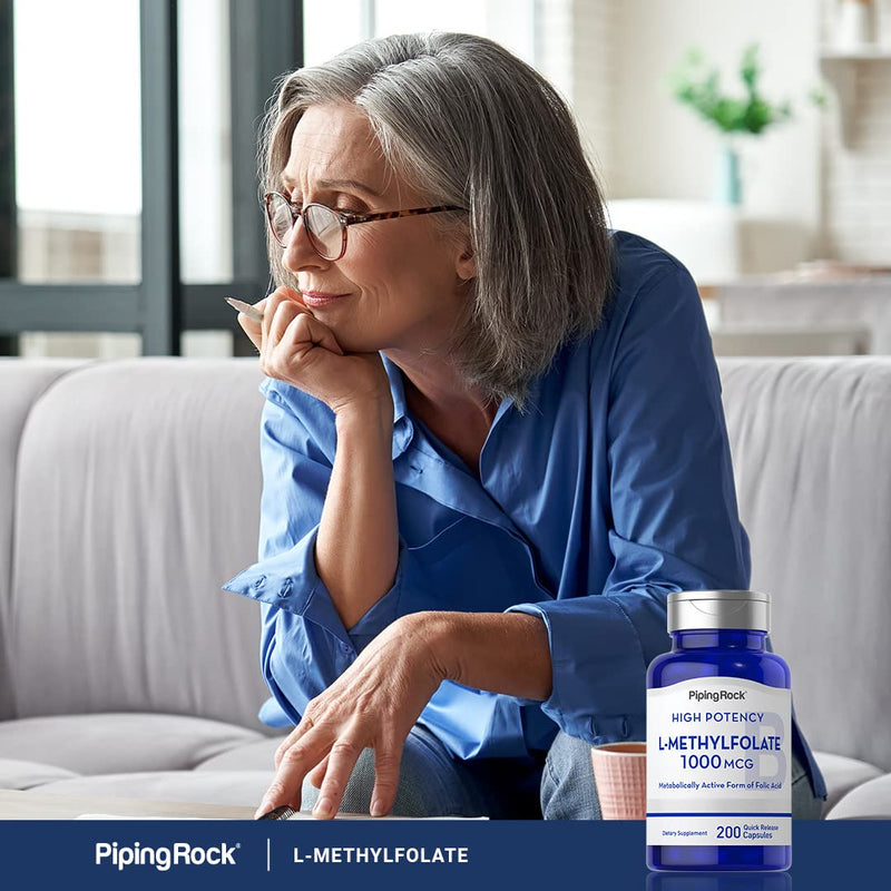 Piping Rock L Methylfolate Supplement | 1000 mcg | 200 Capsules | Active Form of Folic Acid | Non-GMO, Gluten Free