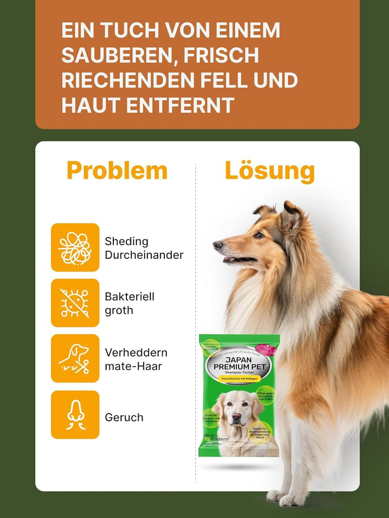 Japan Premium Pet Dog Shampoo Towel | Cleaning wipes that act like dry dog shampoo | Clean & deodorize with our Dog Towel with Collagen & Placenta | 15 pcs | (30x40cm) - BeesActive Australia