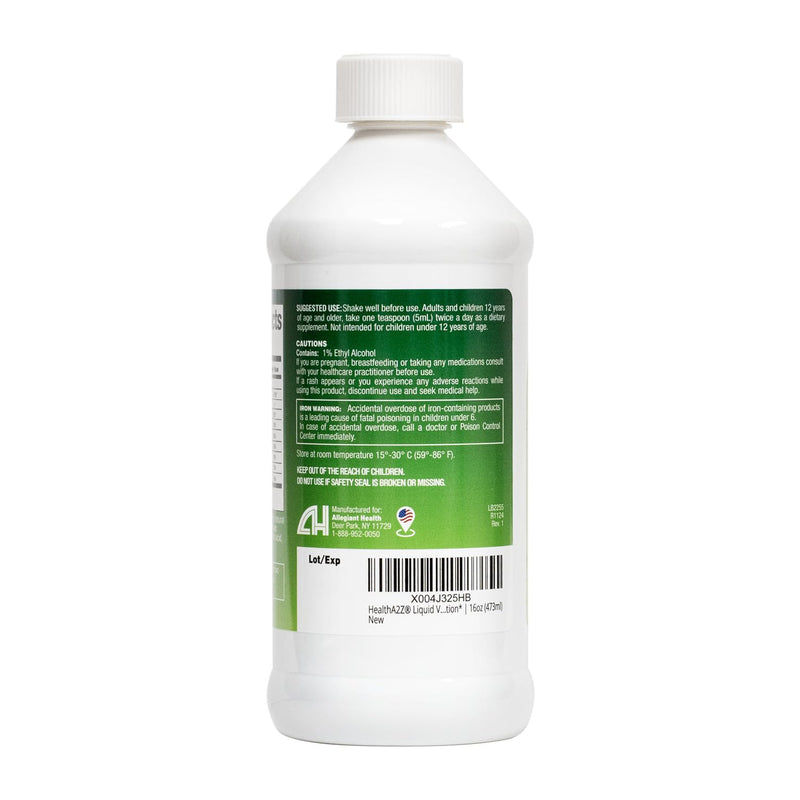 HealthA2Z® Liquid Vitamin B-Complex Plus Iron, Natural Orange Flavored, 16oz (473ml)