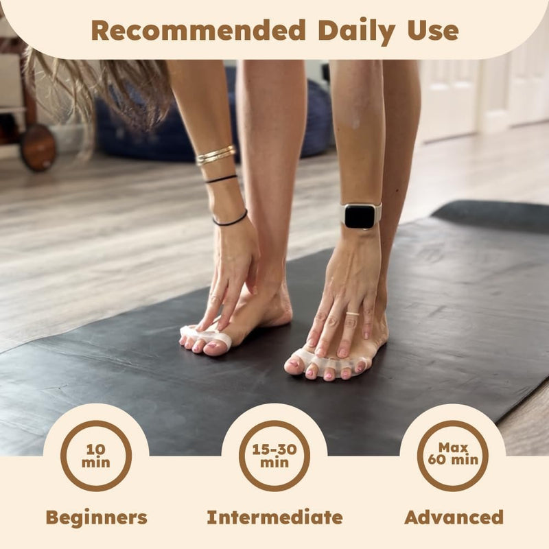Awesome Toes Spacers & Separators, Fast Pain Relief from Hammertoe & Bunions, Two Pairs in Stylish Wooden Box, Latex-Free Rubber Toe Stretchers Used for Walking, Running & Yoga Practice Small & Medium Kit