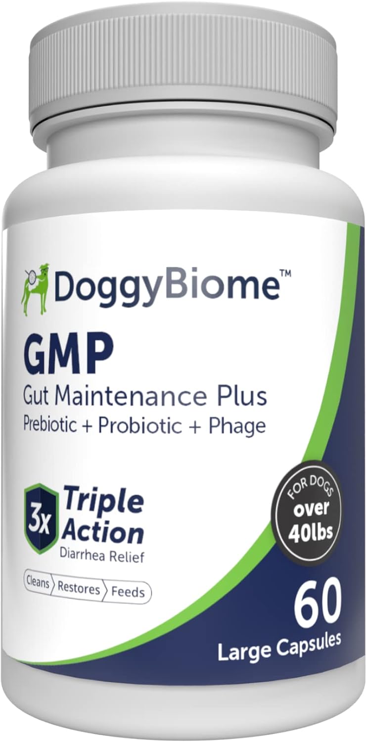 DoggyBiome Gut Maintenance Plus Dietary Supplement for Dogs - Triple Action Formula Helps Reduce Diarrhea Caused by Antibiotics, C. Difficile, or E. Coli - BeesActive Australia
