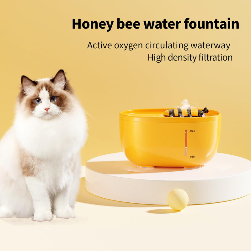 Cat water68oz/2L Cat Water Dispenser -Cat Pet Water Dispenser- Automatic Cat Water Dispenser Bowl -Cat Feeding and Drinking Supplies- Water Level Window-Ultra Quiet Water Dispenser(Yellow) Black HM-01 - BeesActive Australia
