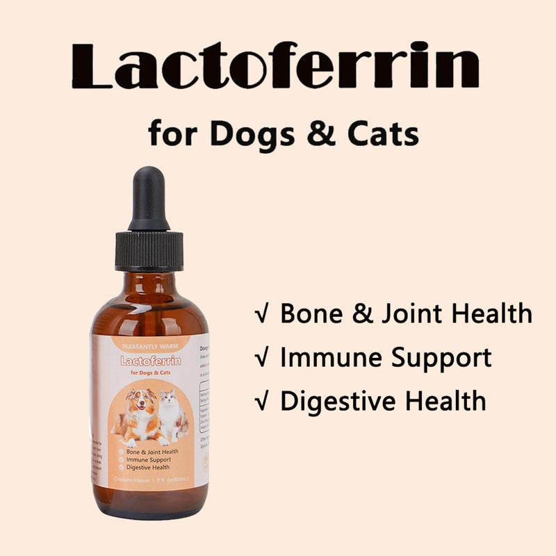 Lactoferrin for Dogs & Cats, Supports Canine Bone, Joint, Immune & Digestive Health ，Chicken Flavor ，2 fl oz