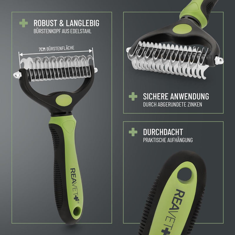 ReaVET dog brush & cat brush undercoat brush for long hair I large breeds (size M-L) I removes undercoat & tangles I with massage effect & top hair protection I fur brush for dogs, cats large breeds (size M-L) - BeesActive Australia