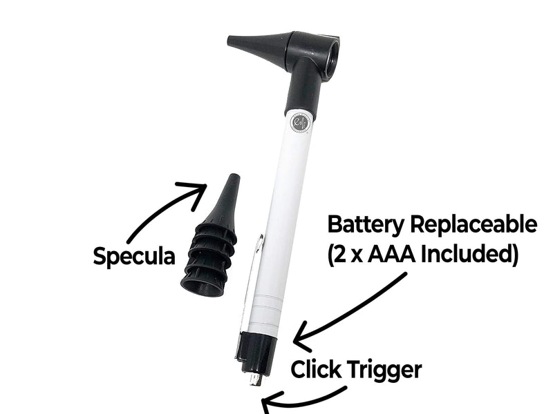 EMI Medical Pocket Otoscope with Click Trigger EOM-956 - White - BeesActive Australia