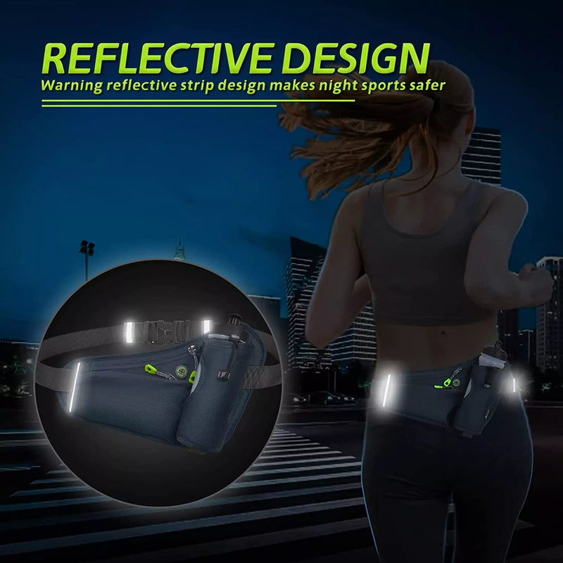 Fanny Pack with Water Bottle Holder, Hydration Running Belt for Men Women Adjustable Strap Waist Bag Suitable for Hiking Running Walking Jogging Camping(Bottle Not Included) (Black) Black