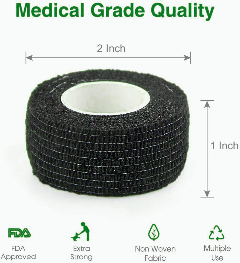 Self Adhesive Bandage Rolls Grip Cover Sensi Wrap Tape for Sports,Wrist,Ankle,Pets 5-Yards 24pcs (1 inch, Black) 1 Inch (Pack of 24) - BeesActive Australia